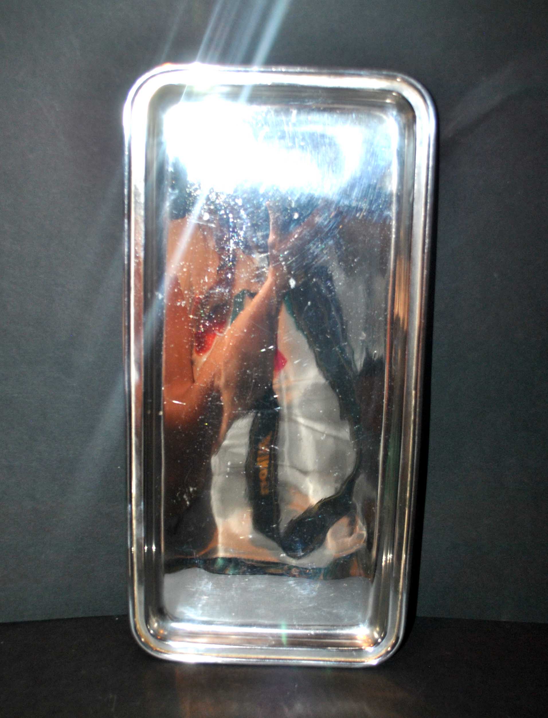 Vintage rectangular top in silver metal