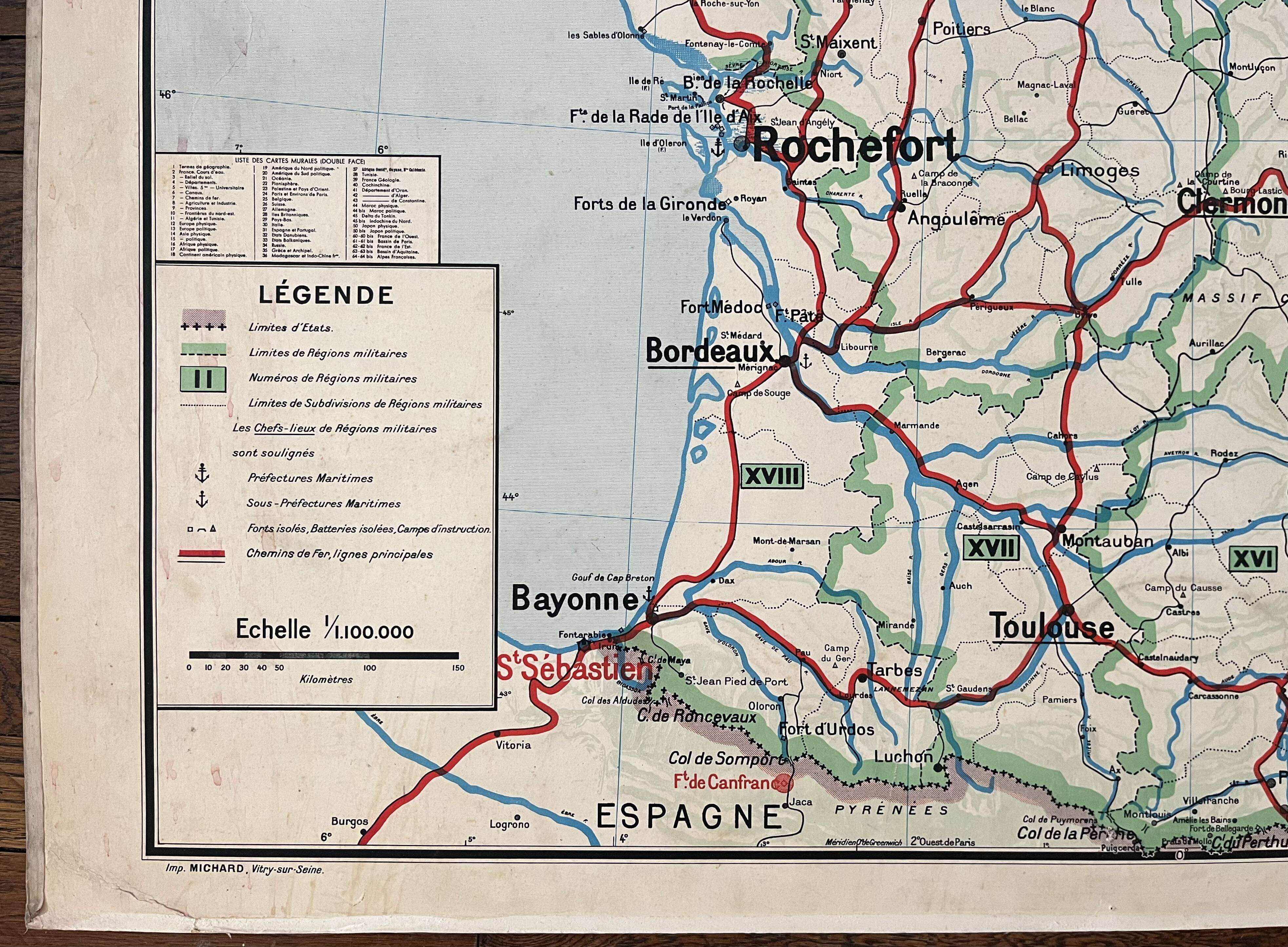Old school map Vidal-Lablache 10, T26, 1930 - Military divisions