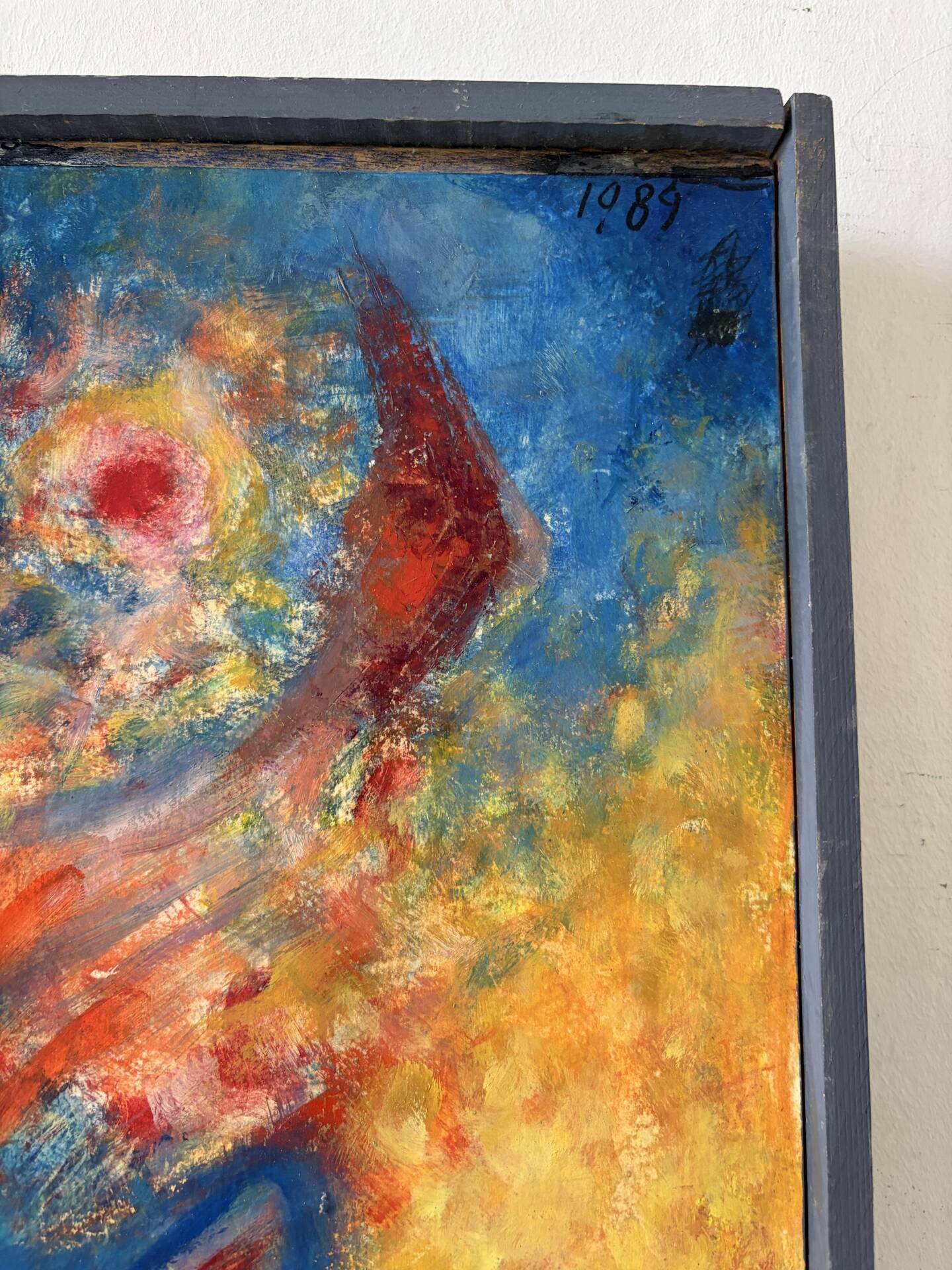 Abstract - The Samurai, oil on wood panel signed 1989
