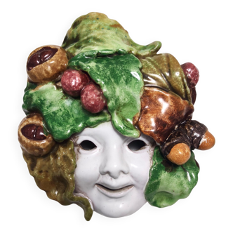 Vintage Earthware Commedia Mask Ascribable to Eugenio Pattarino, Florence