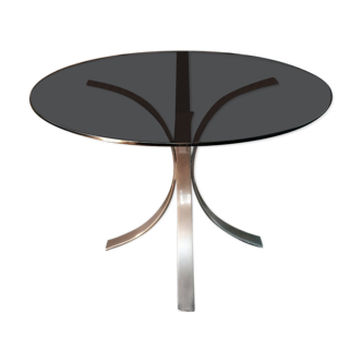 Table Osvaldo Borsani for Roche Bobois - metal and smoked glass - 1970