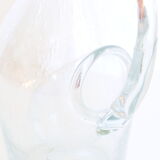 Bubbled glass pitcher with ice tank, handcrafted, French vintag manufacturing