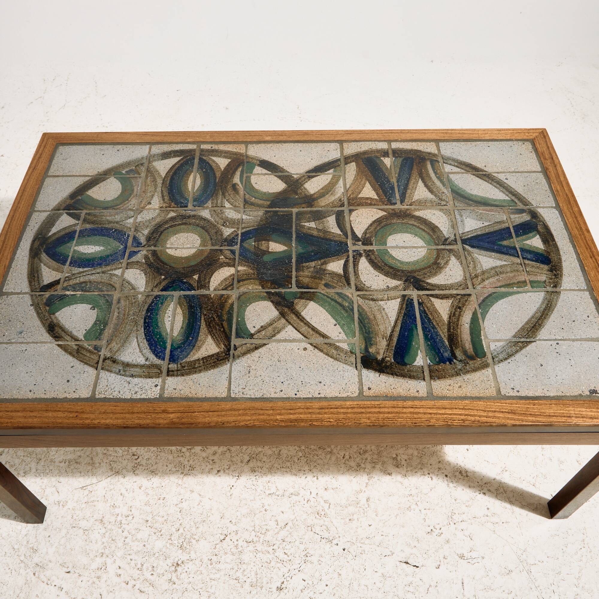 Coffee table in rosewood and ceramic by Lisbeth Sallingboe