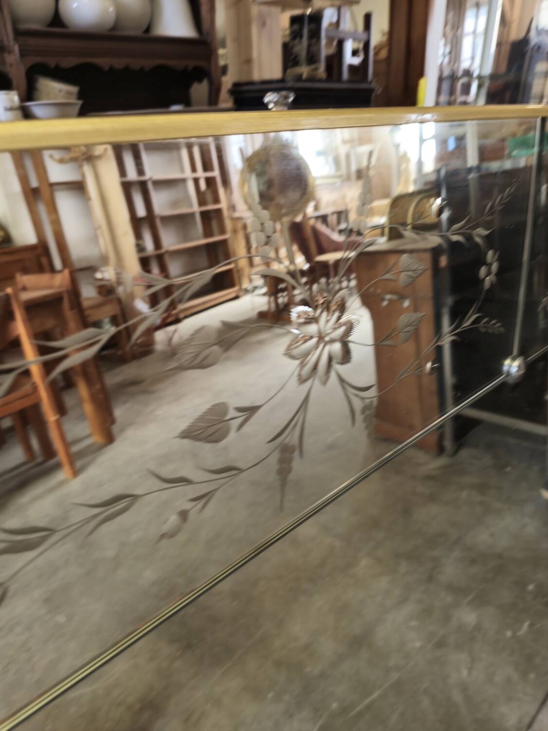 Antique Venetian brasserie mirror in eglomisé glass