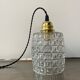 Pair of vintage molded glass pendant lamps