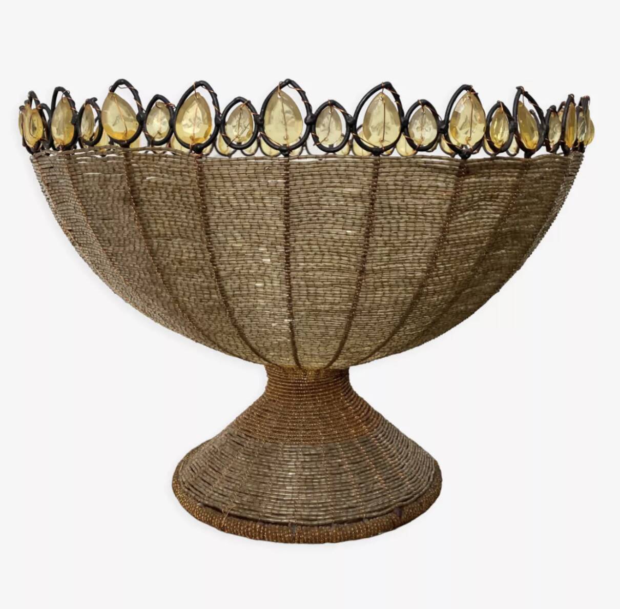 Beaded woven basket
