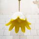 Floral pendant lamp in yellow Murano glass by Leucos, 1970s.