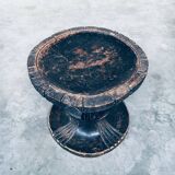 Handcrafted Low Stool in Carved Stained Wood, Africa, 1950s