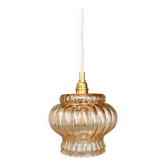Suspension globe vintage en verre ambré