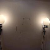 Pair of opaline chrome wall lights from the 70s.