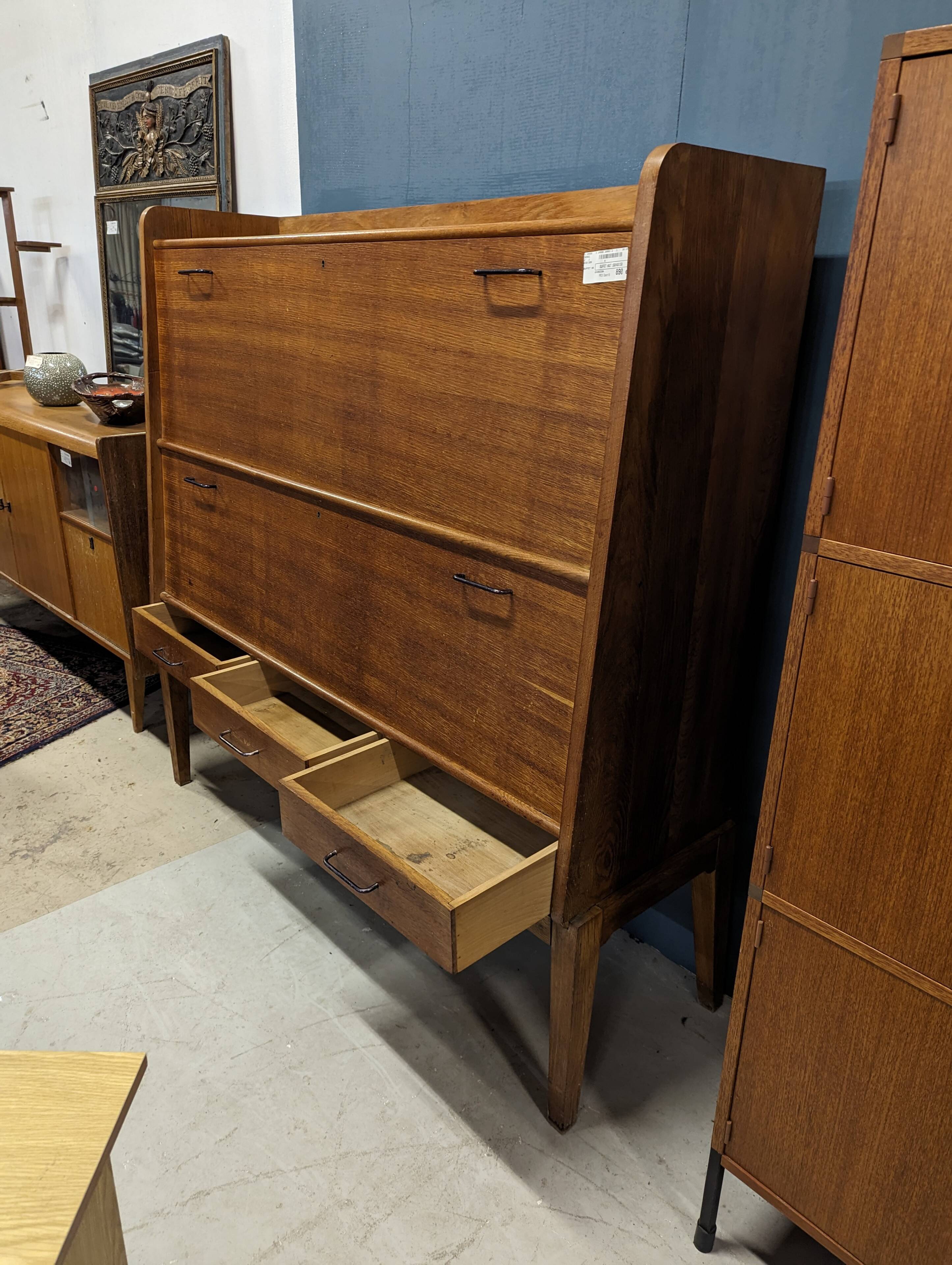 Large oak secretary from the 1940s