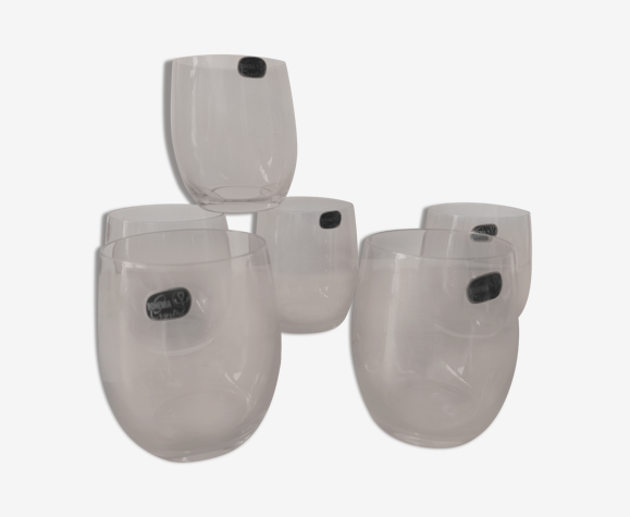 6 verres à eau fumé noir en cristal de bohème