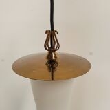 Lantern suspension in brass and opaline year 60