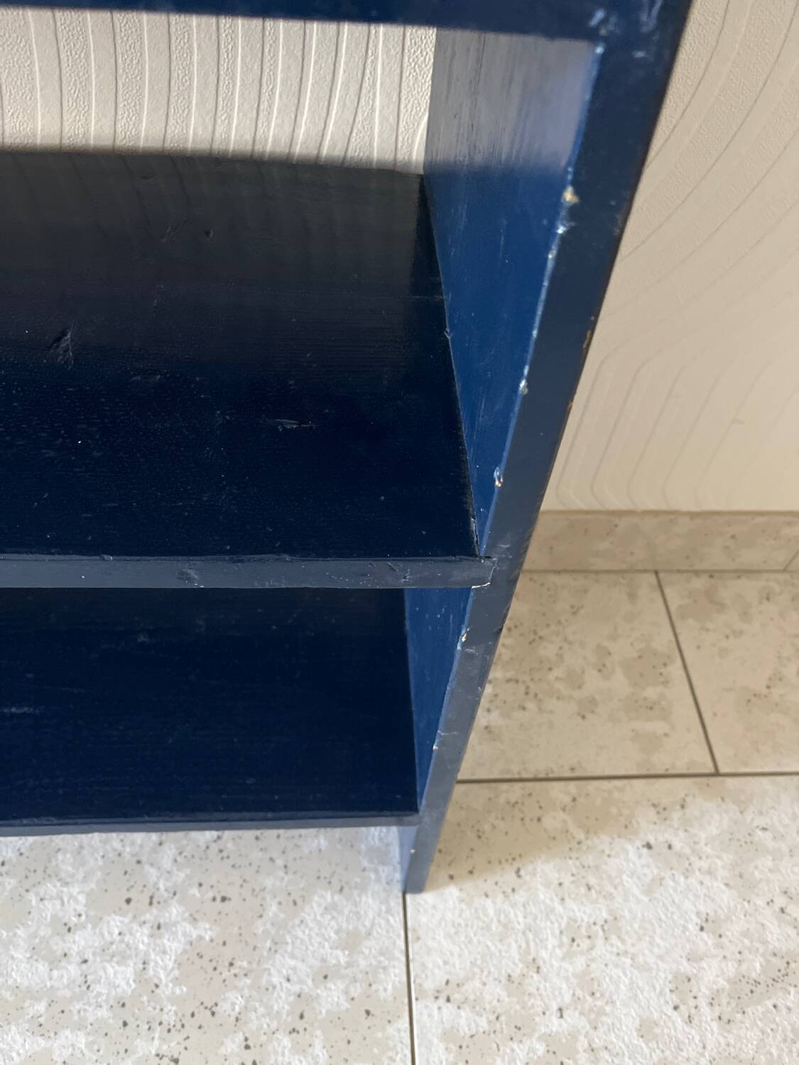 Vintage midnight blue bookcase shelf