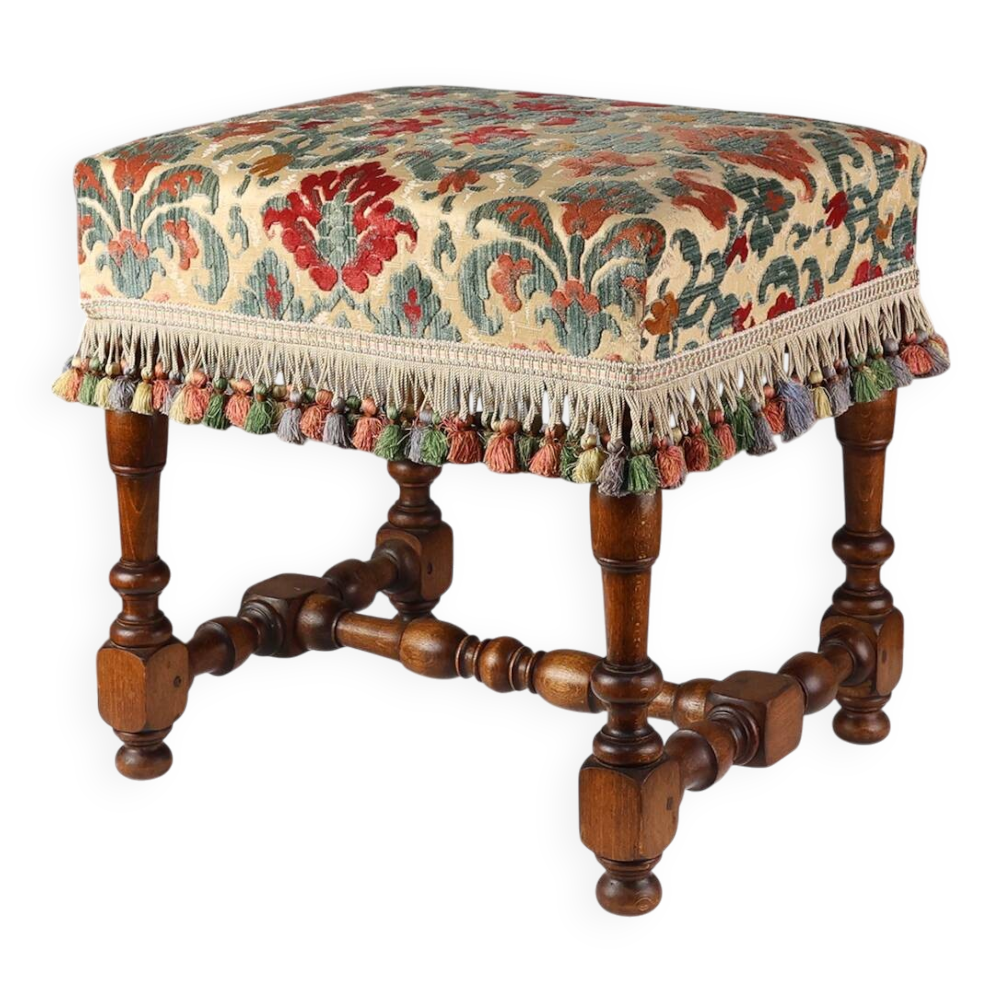 Early 20th Century Wood & Fabric footstool, France