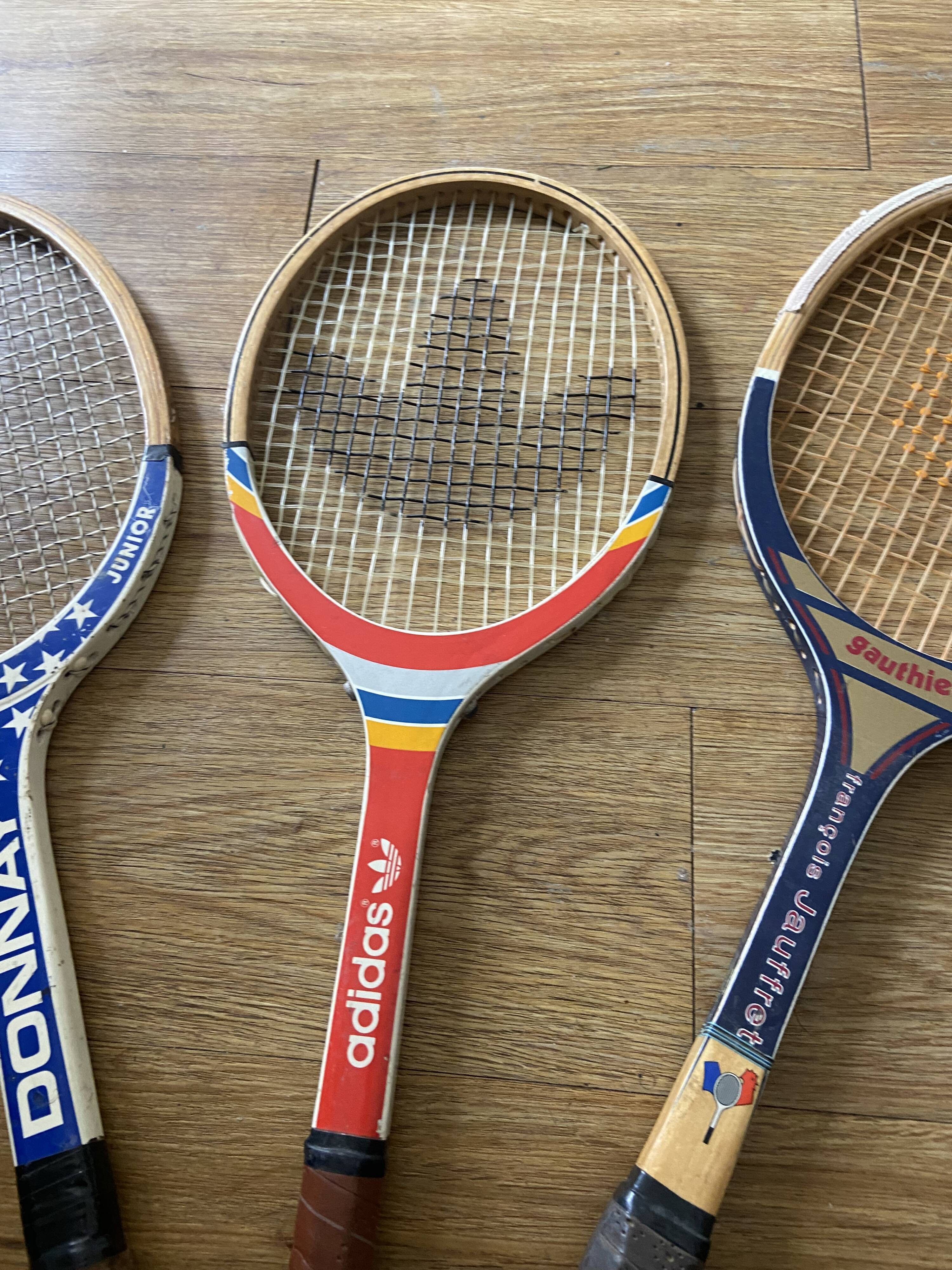 Series of 3 vintage wooden rackets