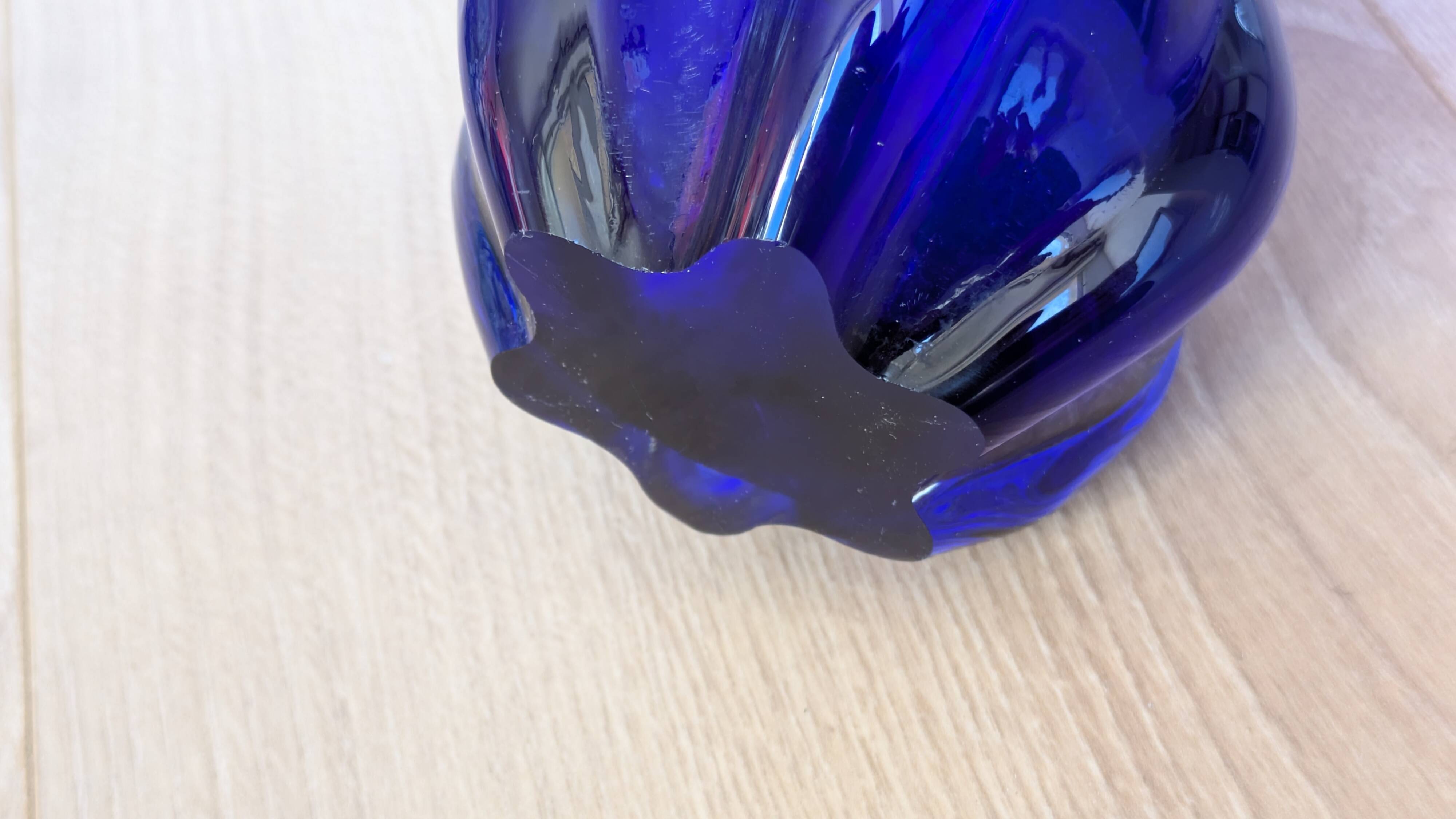 Large Cobalt Blue Art Glass Vase - Murano Work - Italy 1960