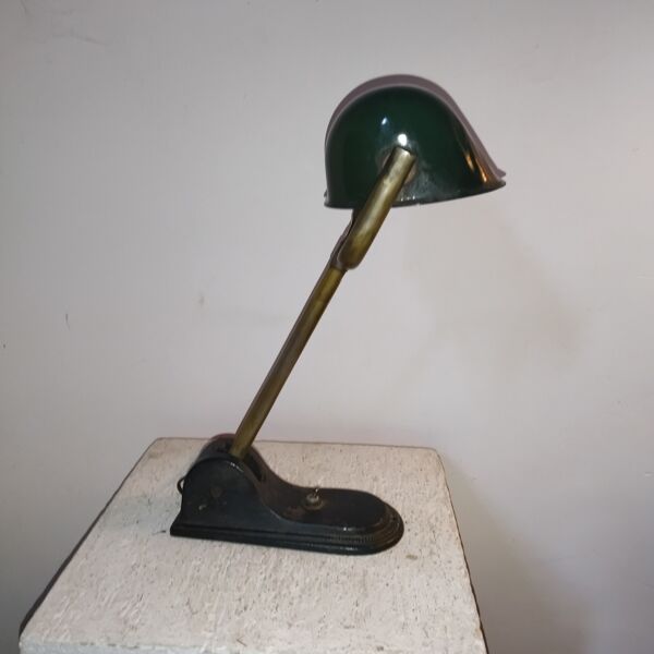 Lampe de banquier ancienne fonte email