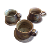 Série de 3 tasses en grès