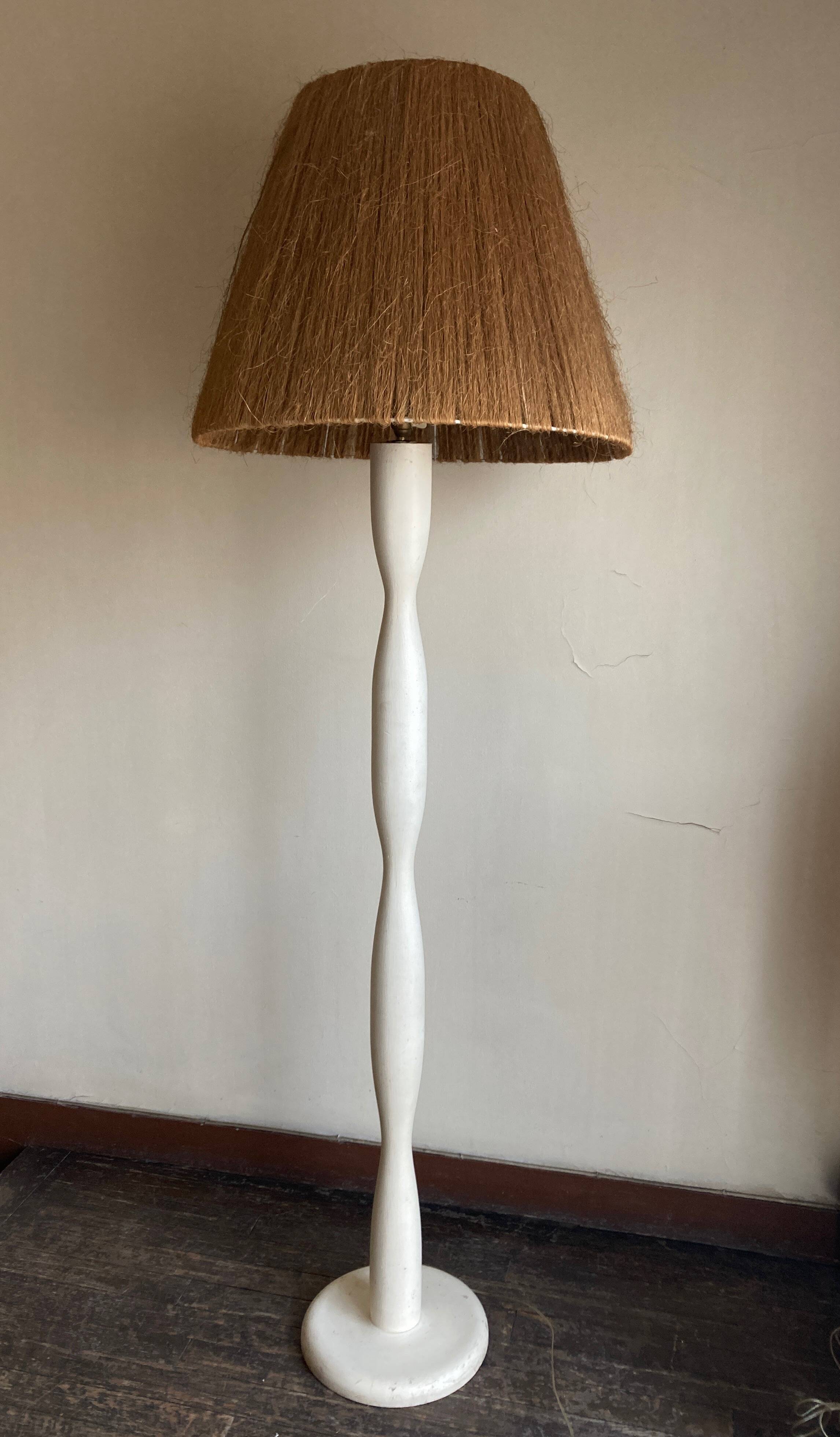 Lampadaire art déco 1950 bois et corde