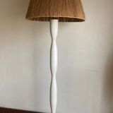 Art deco floor lamp 1950 wood and rope