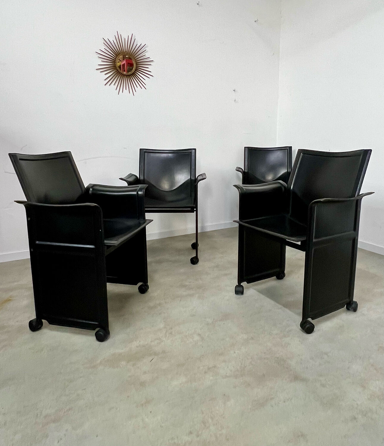 Lot 4 old armchairs "Korium" by Tito Agnoli for Matteo Grassi 1980