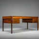 Danish executive desk in rosewood with black leather inlay from Søren Willadsen Møbelfabrik, 1960s