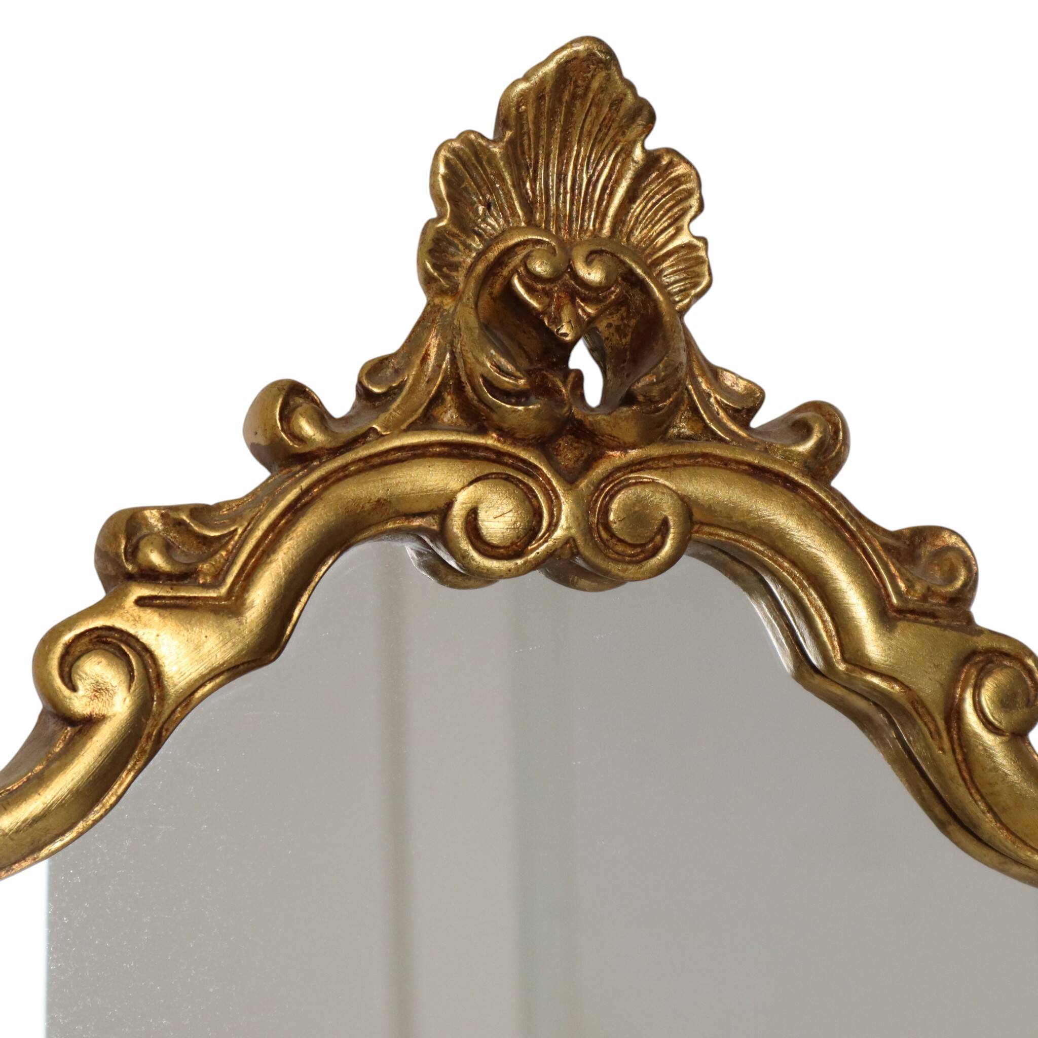 Classic Gold Crested Mirror, French Baroque Style, 74 cm