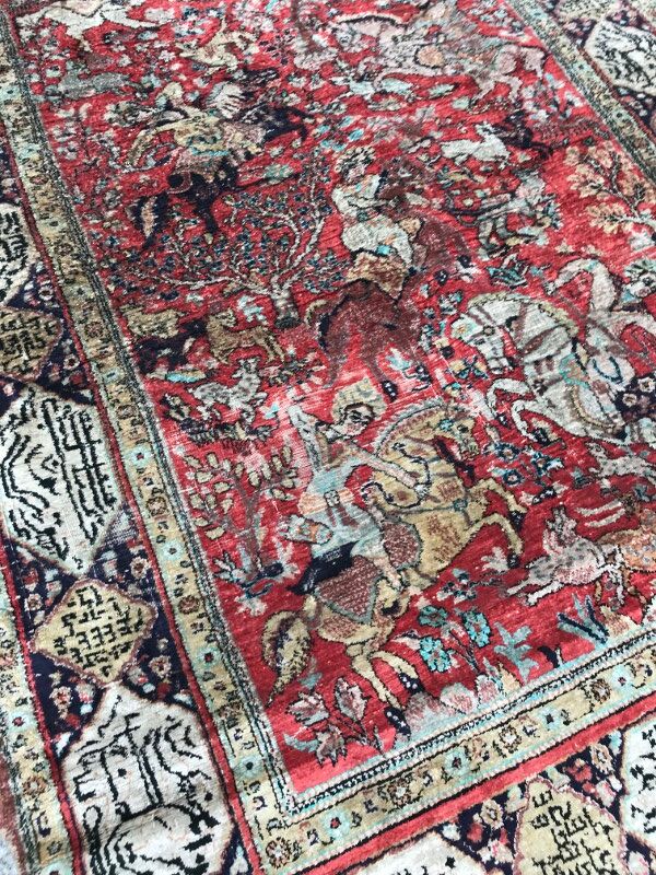 Tapis vintage persan ghoum soie 108x164 cm