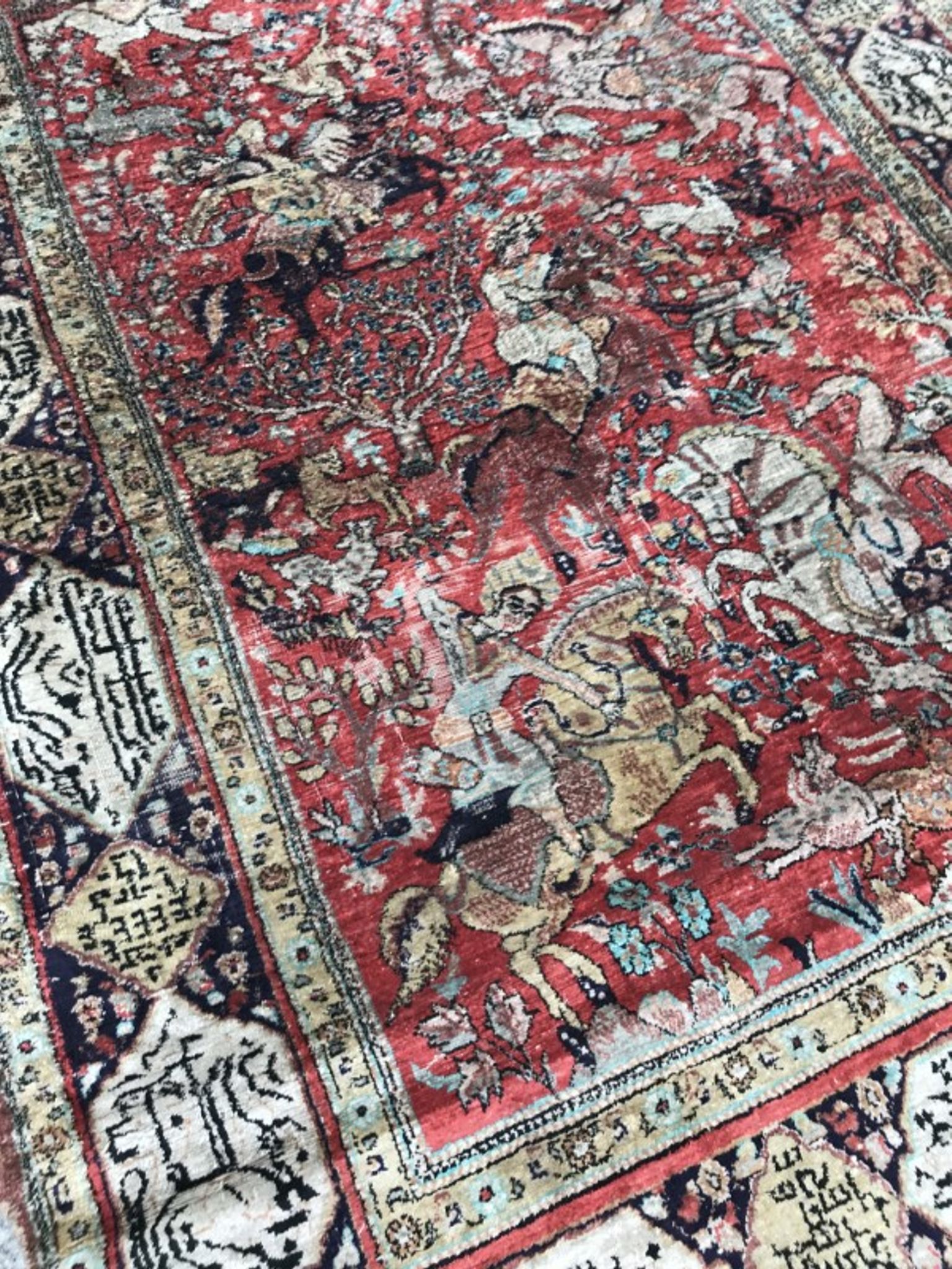 Vintage Persian Ghoum 108 X 164 CM hand made silk carpets