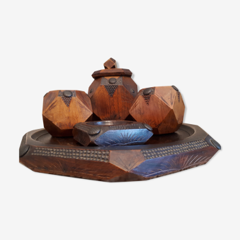 Carved wooden tobacco service