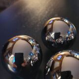 4 boutons de meuble en laiton chromé
