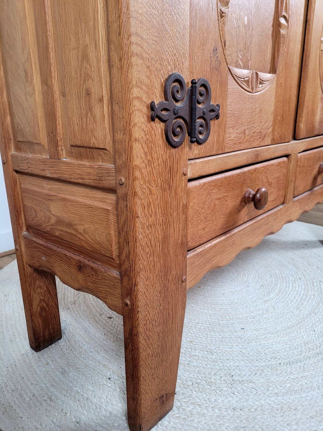 Vintage design solid oak sideboard