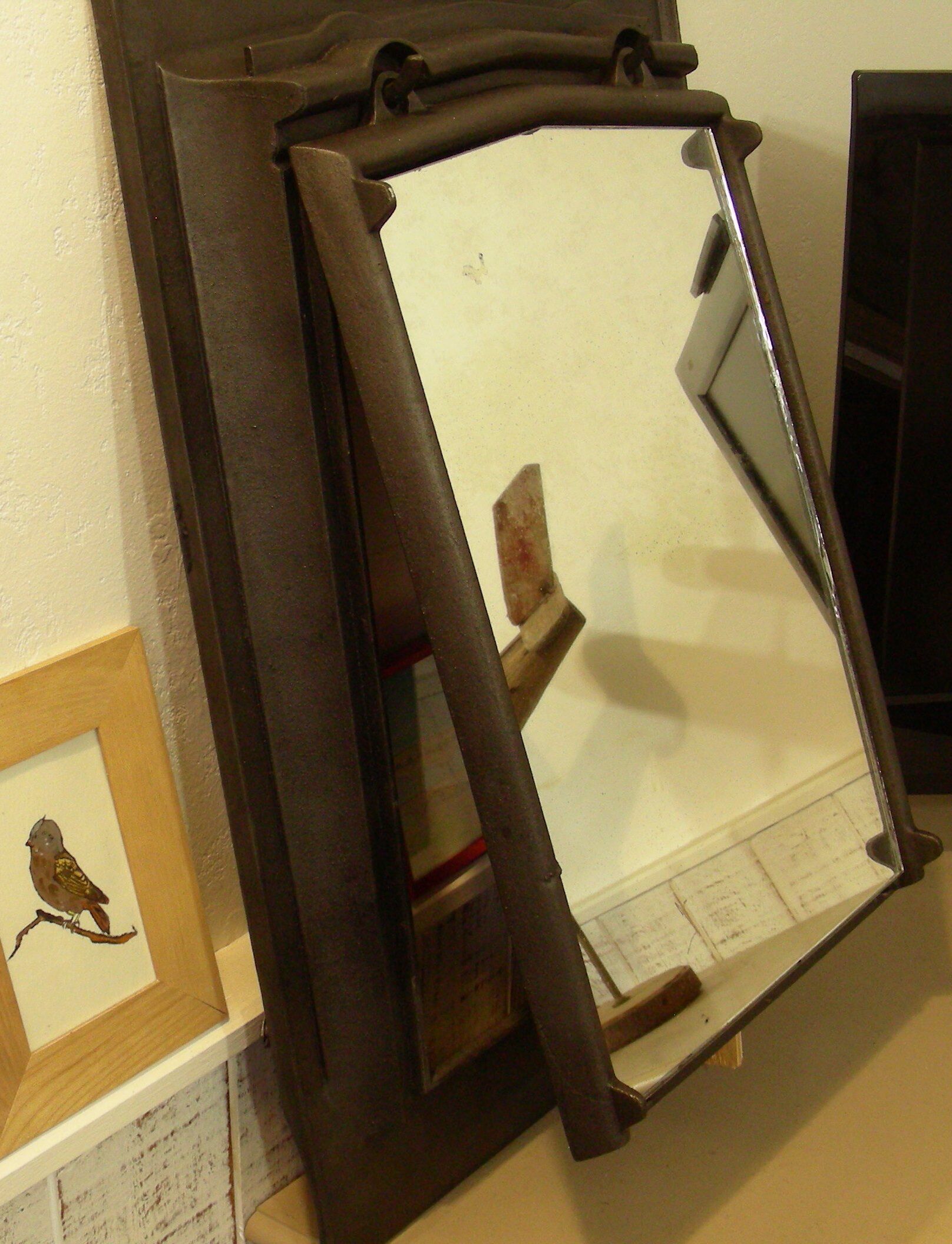 Former industrial cast iron mirror, 50x71cm