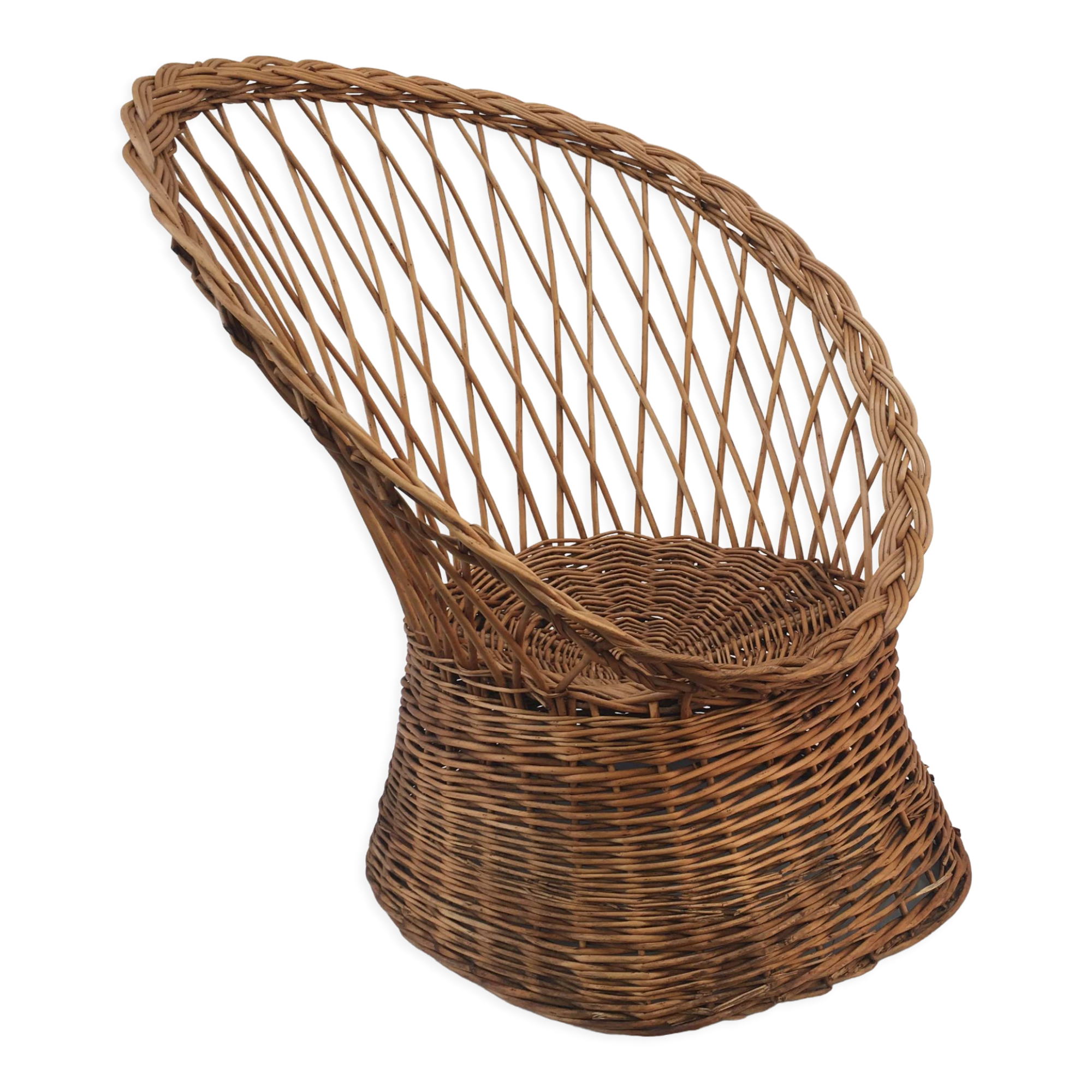 Braided wicker throne armchair