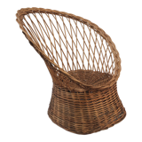 Braided wicker throne armchair