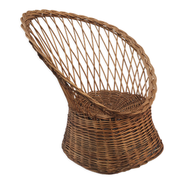 Fauteuil trône en osier tressé