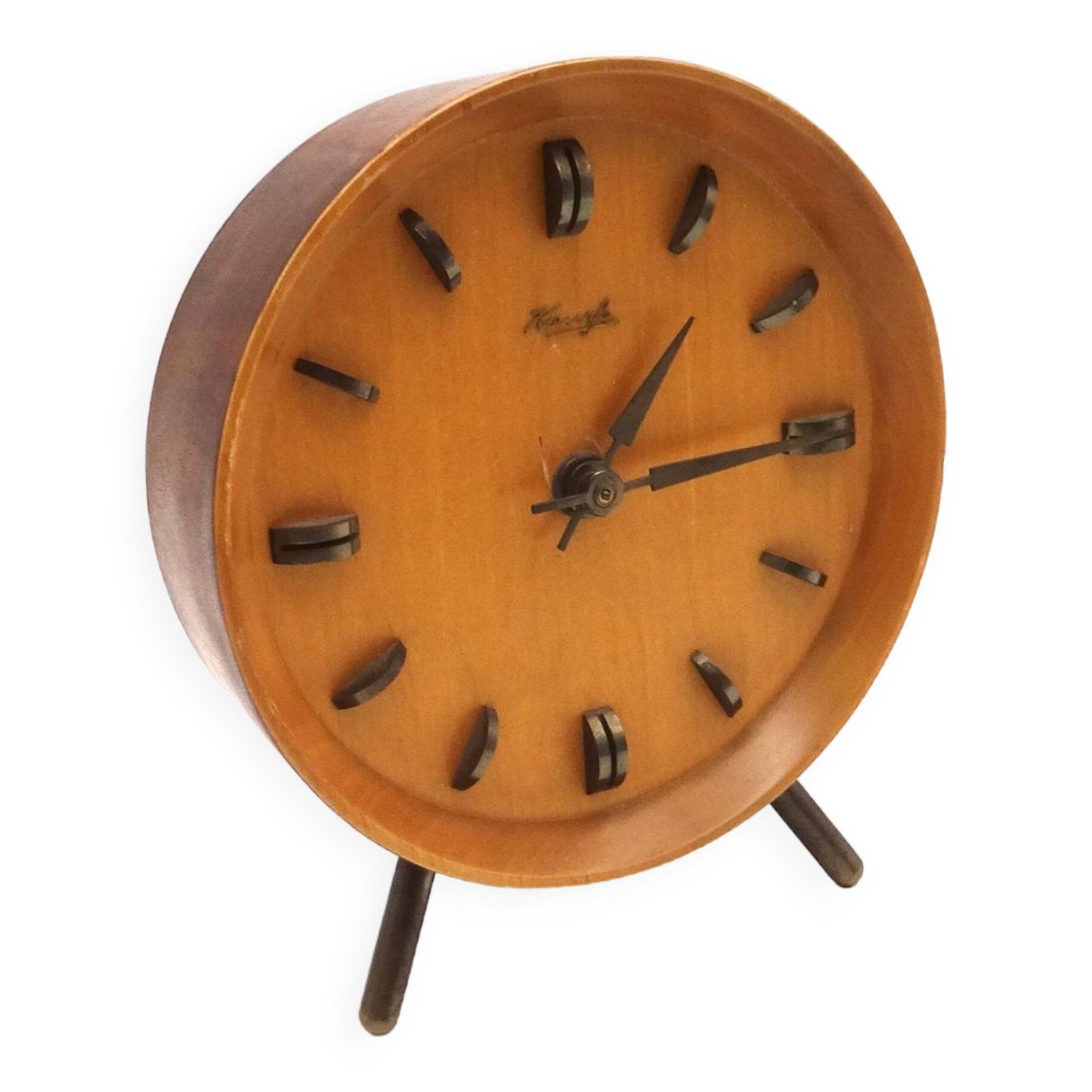 Rare original 60s mid century teak desk table clock by kienzle danish modern