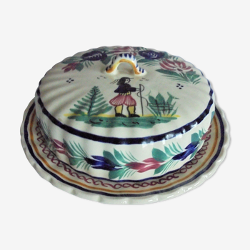 Quimper butter dish with earthenware bell