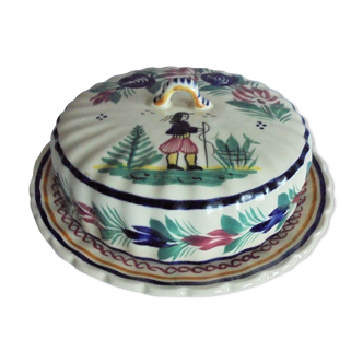 Quimper butter dish with earthenware bell