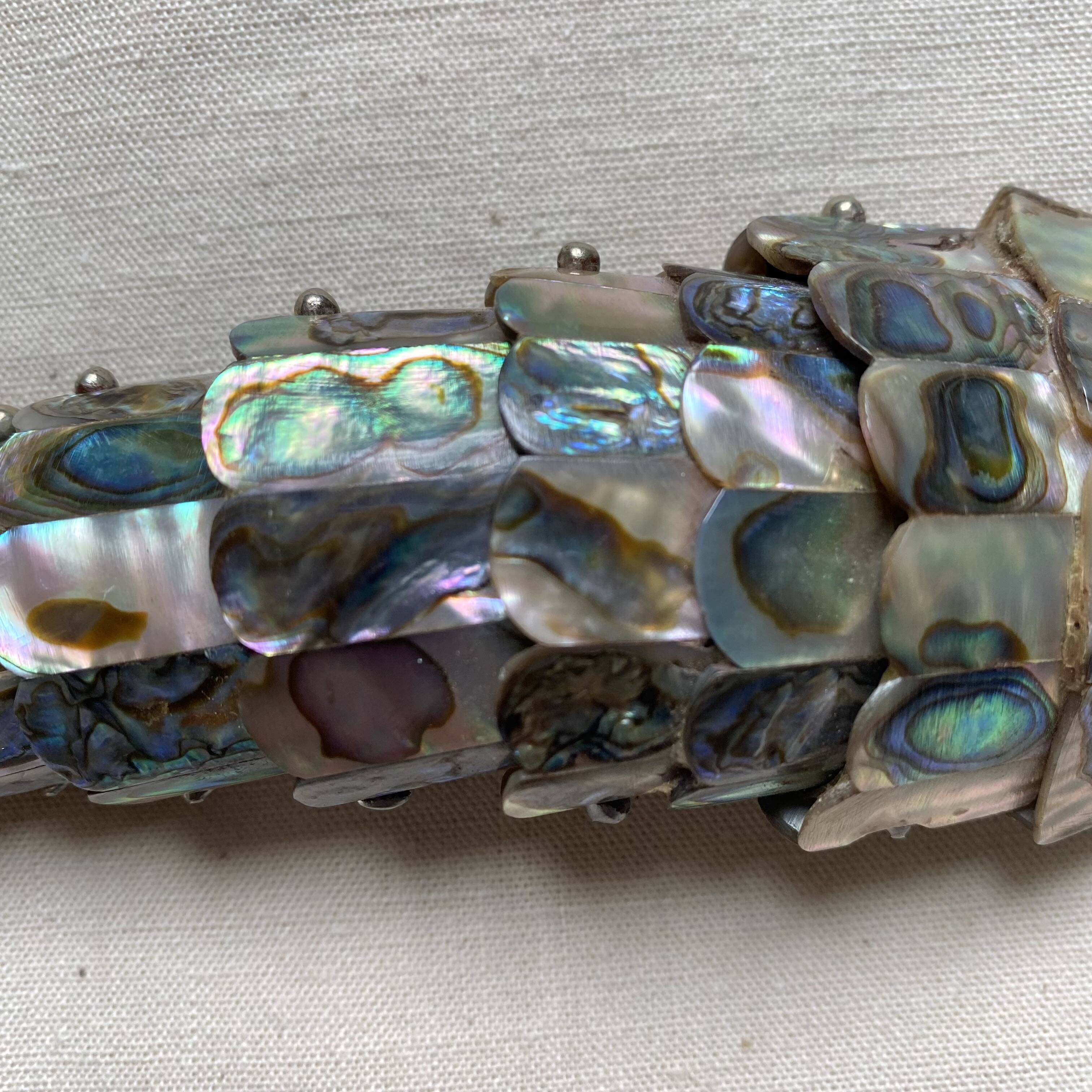 Fish-shaped bottle opener made of seashell and brass, 1970s