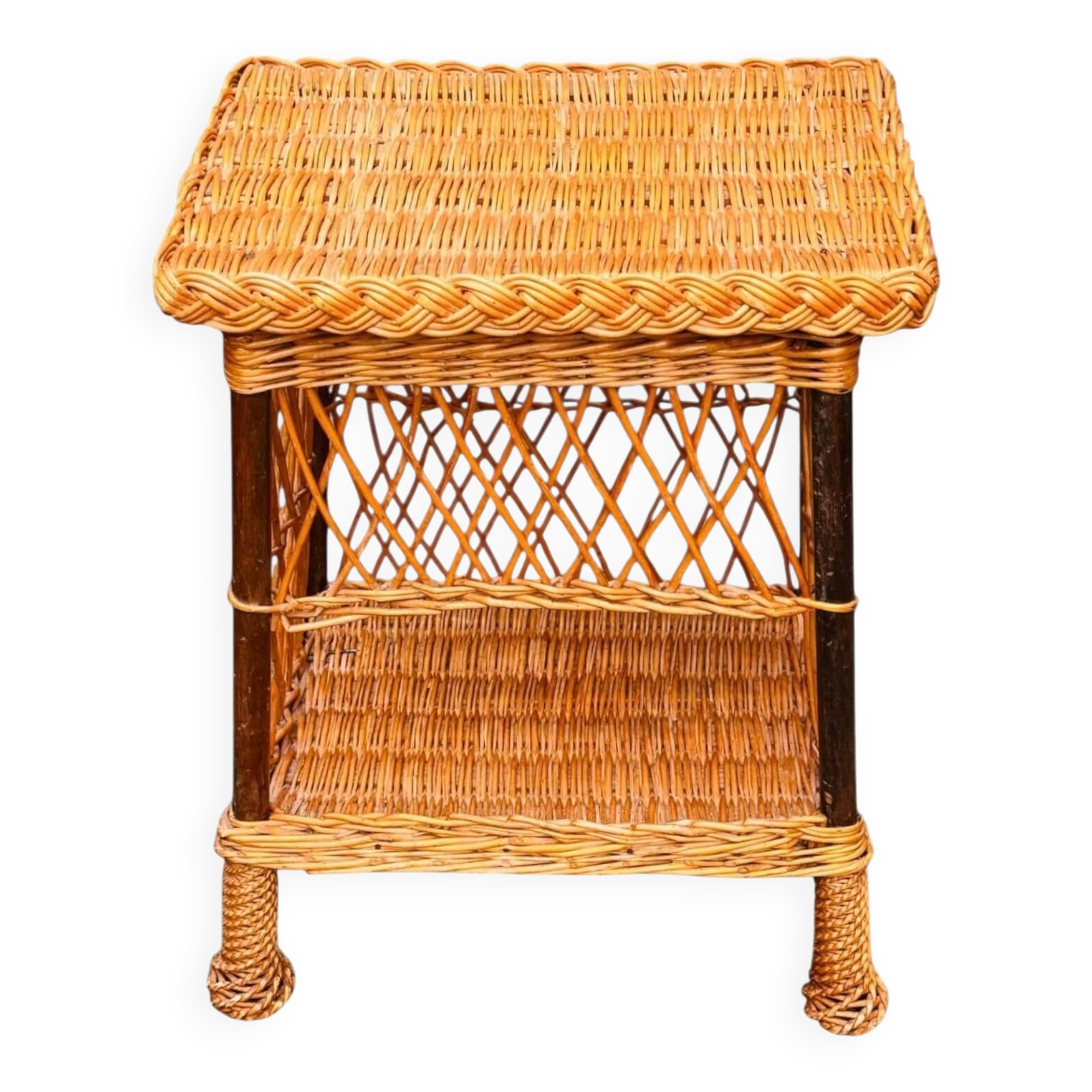 Occasional table, wicker side table.