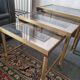 Set of three nesting tables in brass and glass
