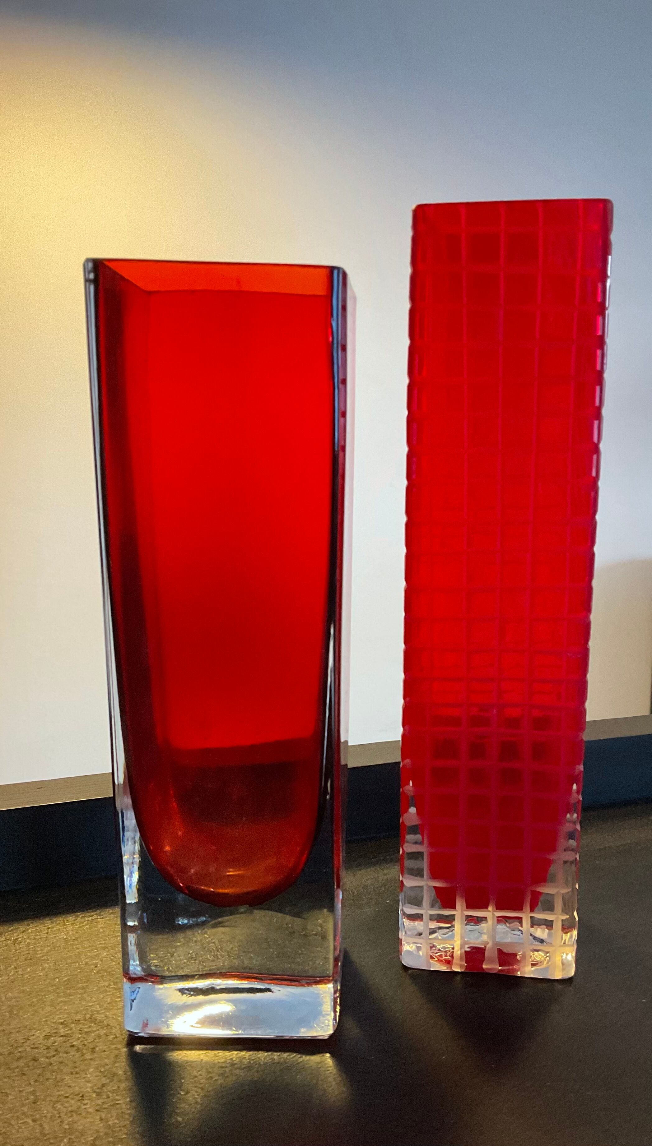 Duo of vintage vases in glass paste 70s-80s