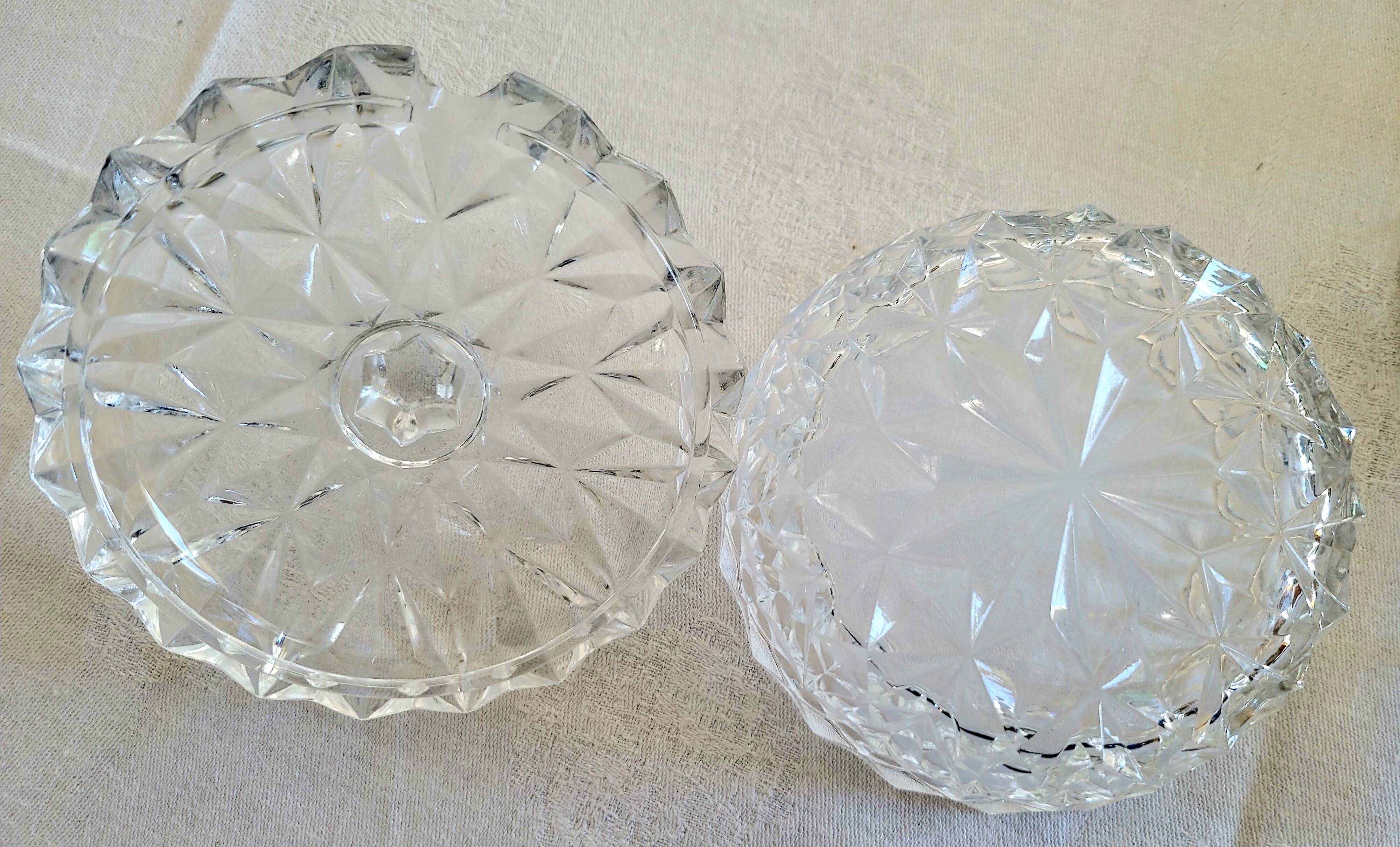 Glass sugar bowl with its tongs