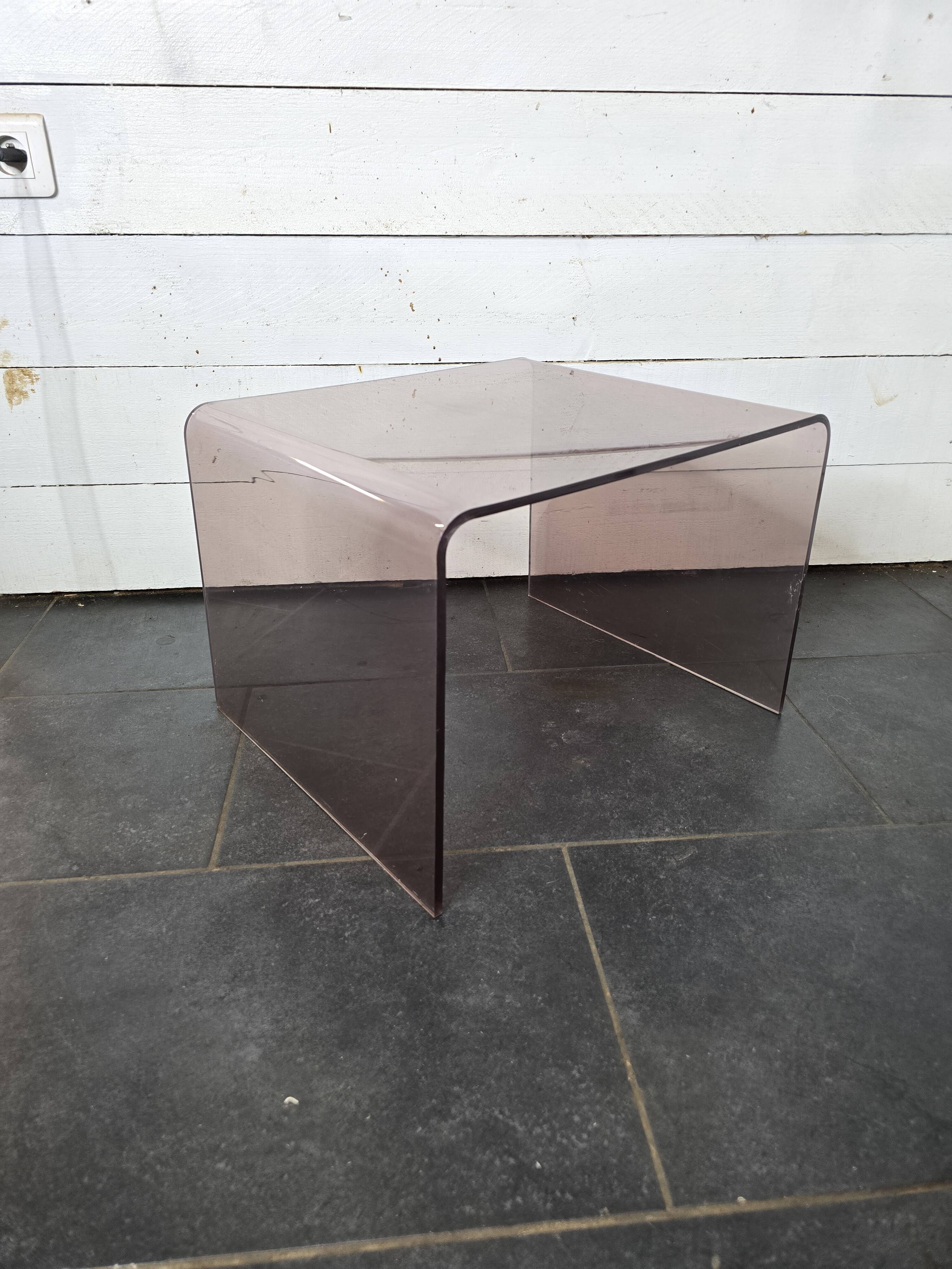 Smoked plexiglass side table from the 70s