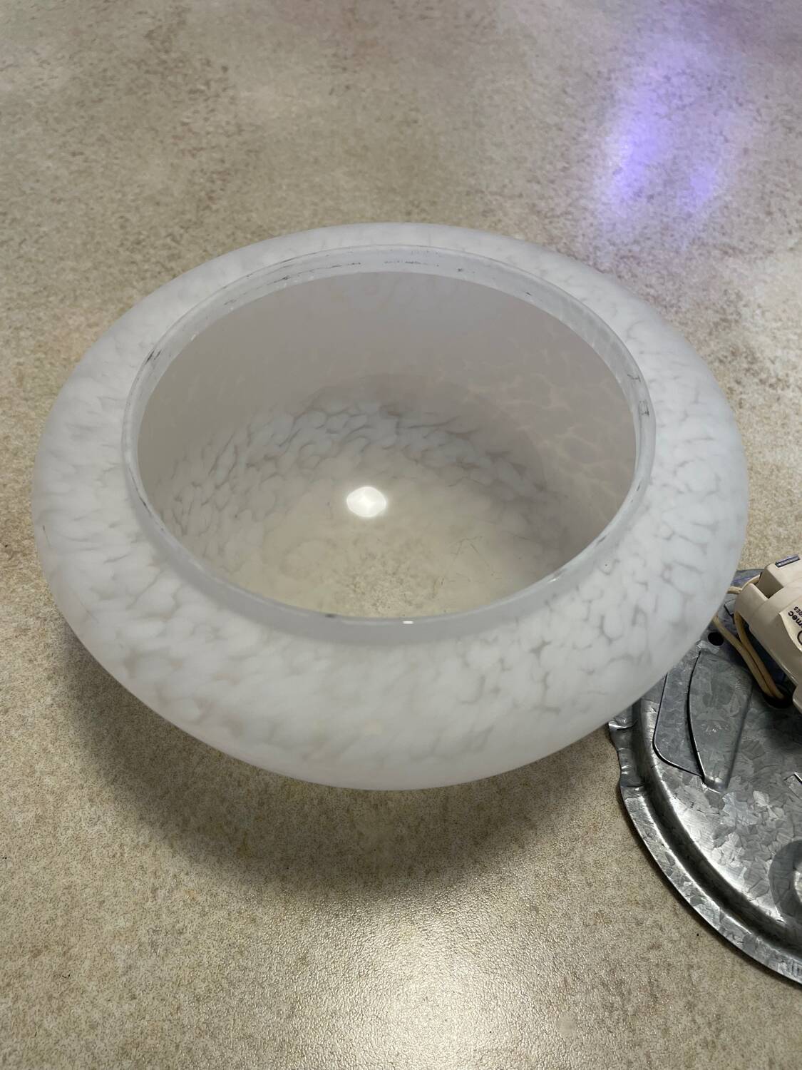 Half-globe ceiling light with speckled glass