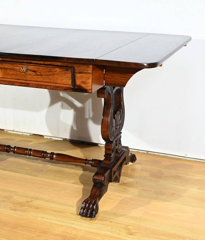 Desk Table with Shutters in Solid Rosewood, Restoration Period – Early 19th Century