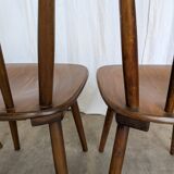 Ensemble de 4 chaises de salle à manger Windsor vintage : en bois des années 50 / STOL Kamnik