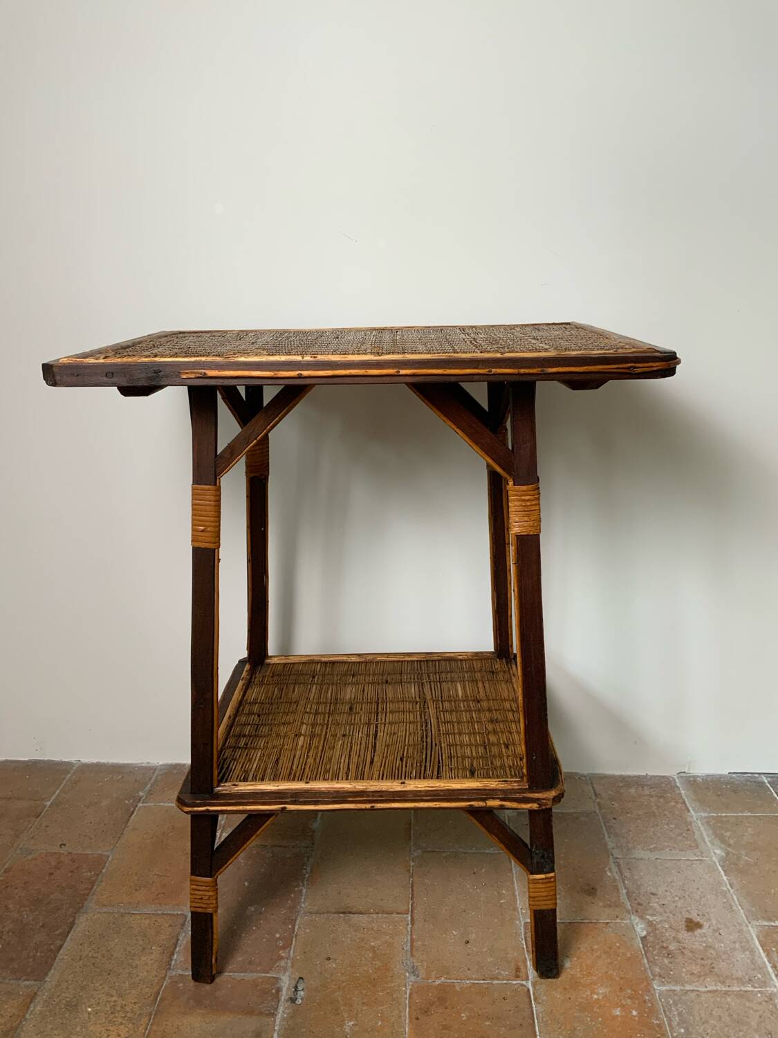 Wood and rattan table